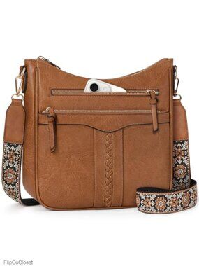 PU Leather Crossbody Bag 7 Pocket Adjustable Strap Vegan Purse